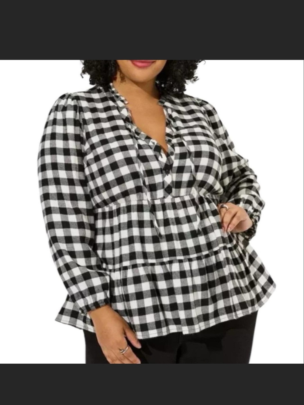 torrid Black & White Gingham Peplum Blouse